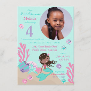 Convite do aniversário da sereia africana quarto