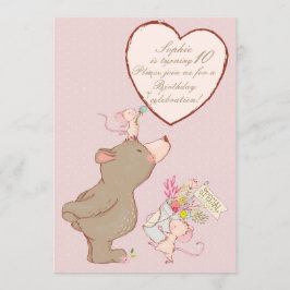 Convite do aniversário das crianças do urso e do