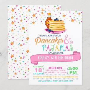 Convite do aniversário das panquecas & dos pijama