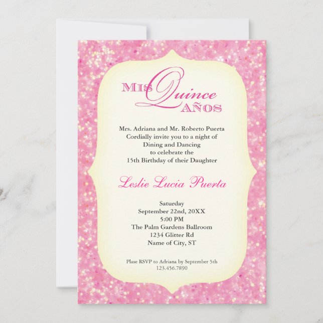 Convite do aniversário de 15 Quinceanera (Frente)