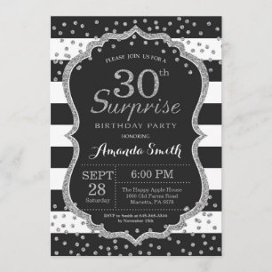 Convite do aniversário de 30 anos da surpresa.