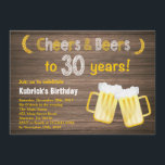 Convite do aniversário de 30 anos rústico dos<br><div class="desc">Convite do aniversário de 30 anos rústico dos elogios e das cervejas. Aniversário adulto. Aniversário da cerveja para homens. Fundo de madeira rústico. Vintage do país retro. Para uma personalização mais adicional,  clique por favor "personalizam-no" botão e usam-nos nossa ferramenta de design para alterar este modelo.</div>