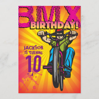 Convite do aniversário de 5 x 7 BMX