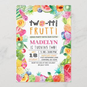 Convite do aniversário de criança de Twotti Frut