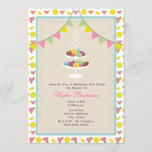 Convite do aniversário de Macarons do francês