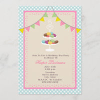 Convite do aniversário de Macarons do francês -