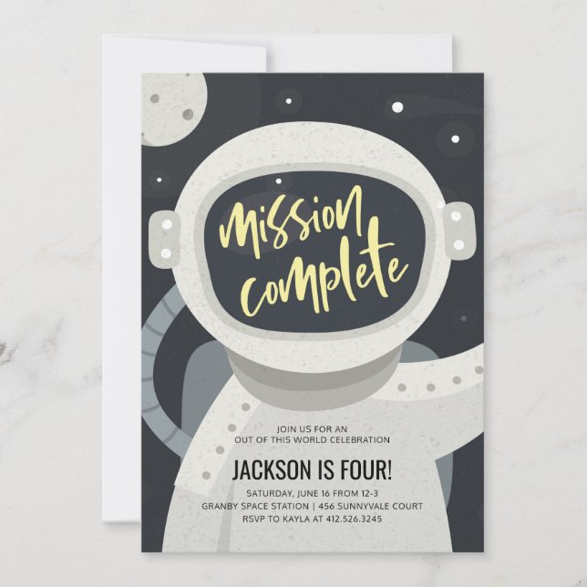 Convite do aniversário do astronauta do espaço (Frente)