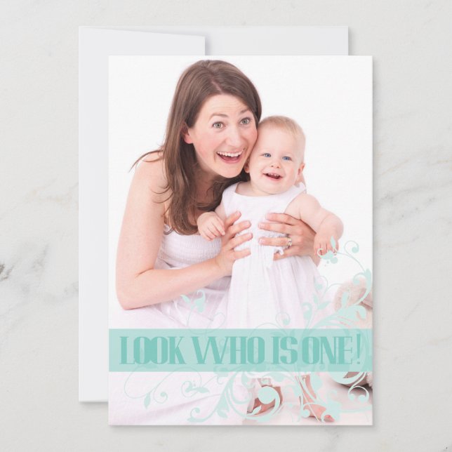 Convite do aniversário do bebê do redemoinho de (Frente)