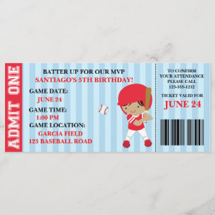 Convite do aniversário do bilhete do basebol