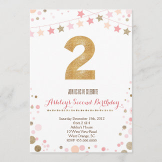 Convite do aniversário do brilho Dourado segundo