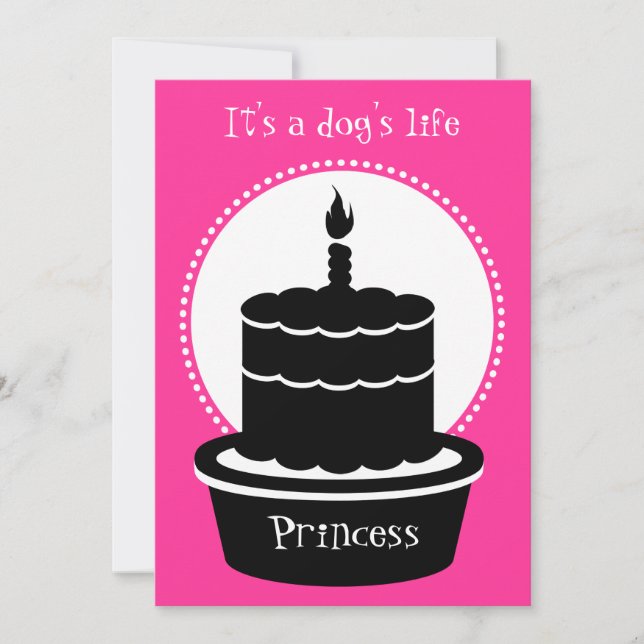 Convite do aniversário do cão - a vida & a Pata-ty (Frente)