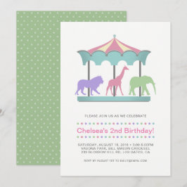 Convite do aniversário do carrossel do safari