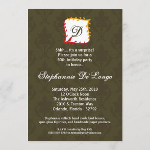 convite do aniversário do damasco da queda do