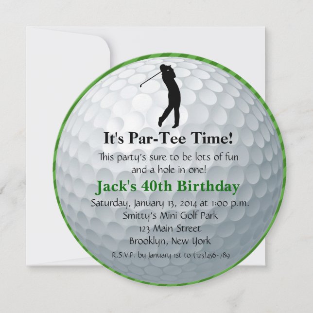 Convite do aniversário do golfe do homem (Frente)