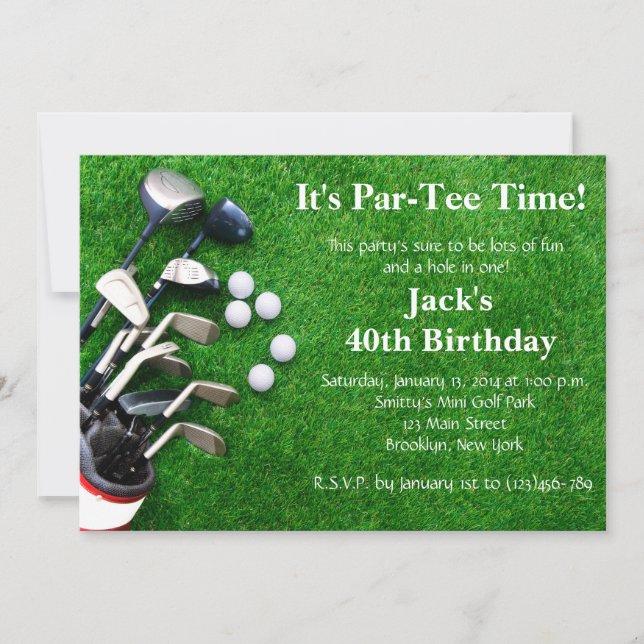 Convite do aniversário do golfe do homem (Frente)