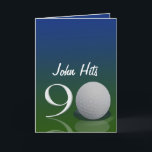 Convite do aniversário do golfe para pessoas de 90<br><div class="desc">Batidas 90 de John! Você conhece um jogador de golfe que esteja girando 90? Está aqui um modelo temático do convite do grande golfe para seu convite de aniversário. Design da bola de golfe no ano 90 com um fundo azul e verde. Interior fácil editar modelos para seus detalhes do...</div>