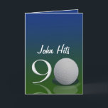 Convite do aniversário do golfe para pessoas de 90<br><div class="desc">Batidas 90 de John! Você conhece um jogador de golfe que esteja girando 90? Está aqui um modelo temático do convite do grande golfe para seu convite de aniversário. Design da bola de golfe no ano 90 com um fundo azul e verde. Interior fácil editar modelos para seus detalhes do...</div>