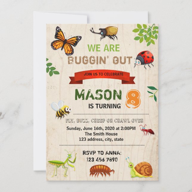 Convite do aniversário do inseto (Frente)