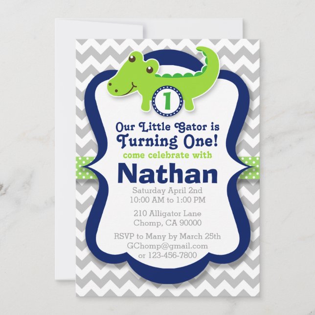 Convite do aniversário do jacaré - jacaré do (Frente)