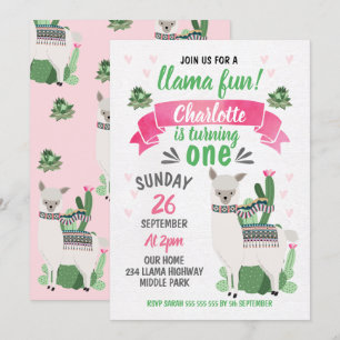 Convite do aniversário do lama das meninas