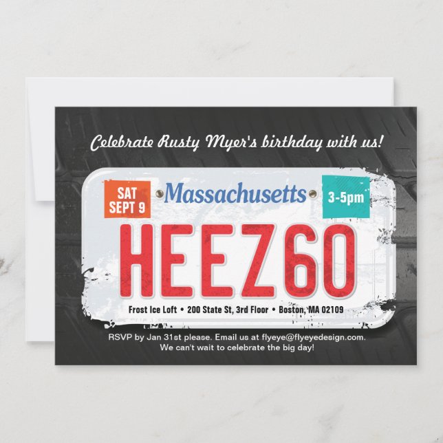 Convite do aniversário do Massachusett da cara (Frente)