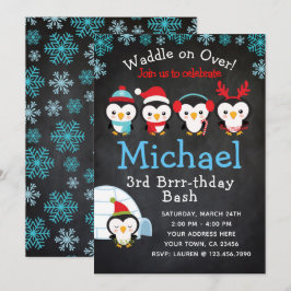 Convite do aniversário do pinguim