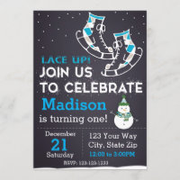 Convite do aniversário do skate de gelo (azul)