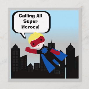 Convite do aniversário do super-herói do menino 