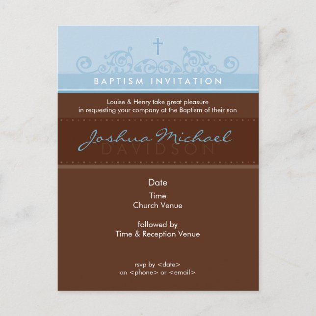 CONVITE DO BAPTISM: elegante 3 (Frente)