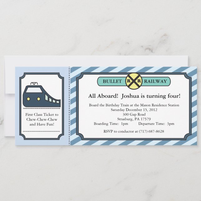 Convite do bilhete de trem da bala (Frente)