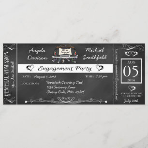 Convite do bilhete do quadro da festa de noivado