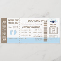 Convite do bilhete do vôo do bebé customizável
