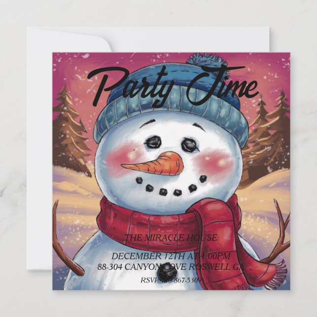 Convite do Boneco de Neve Frosty (Frente)