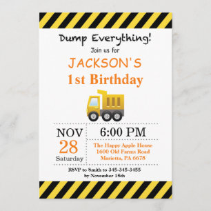 Convite do camião basculante do aniversário da