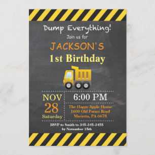 Convite do camião basculante do aniversário da