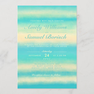 Convite do casamento da aguarela da praia do verã