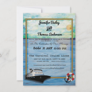 convite do casamento da aguarela do navio de