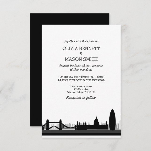 Convite do casamento da arquitectura da cidade da (Frente/Verso)