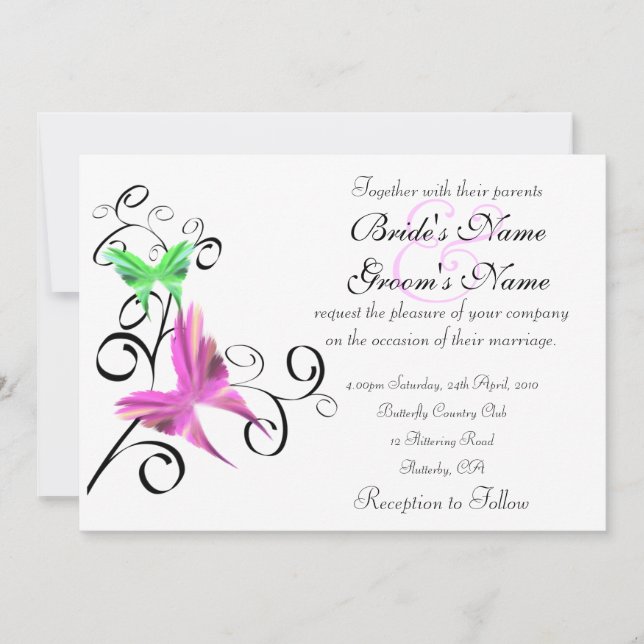 Convite do casamento da borboleta (Frente)