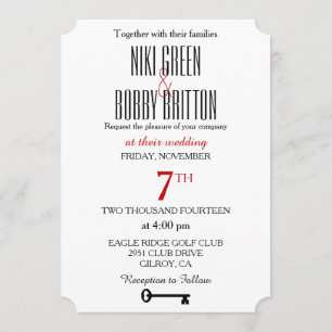 Convite do casamento da chave de esqueleto