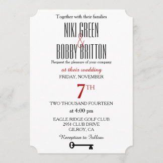 Convite do casamento da chave de esqueleto