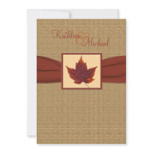 Convite do casamento da folha do outono