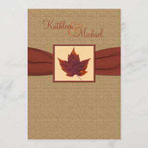 Convite do casamento da folha do outono