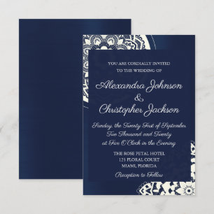 Convite do casamento da mandala dos azuis marinhos