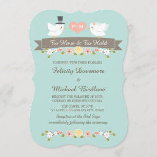 Convite do casamento da pomba dos pássaros do amor