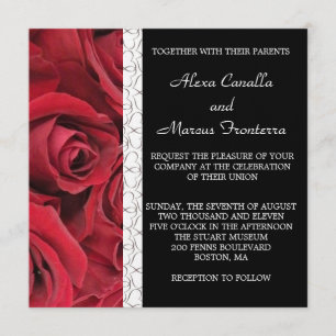 Convite do casamento da rosa vermelha com acentos