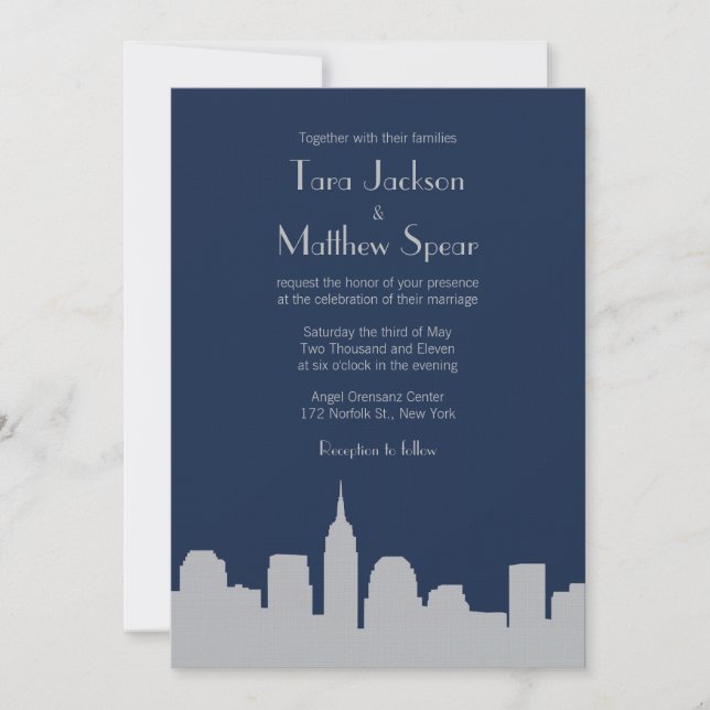 Convite do casamento da skyline de NYC - (Frente)