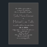 Convite do casamento da tipografia<br><div class="desc">Um design corajoso do convite para um casamento moderno! Preto e branco clássico é vestido acima com uma mistura do divertimento de pias batismais. Adicione um pop da cor (sua escolha!) no texto. Mude simplesmente os ajustes da cor nos ajustes da "personalização". A parte traseira inclui a sala para o...</div>