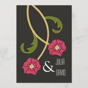 Convite do casamento de Nouveau Rosesl da arte
