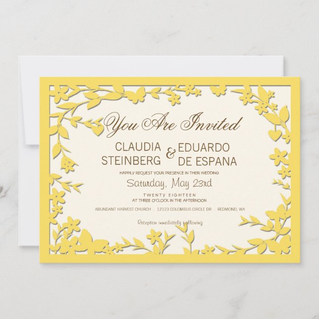 Convite do casamento de Papel Picado - pombas (Frente)